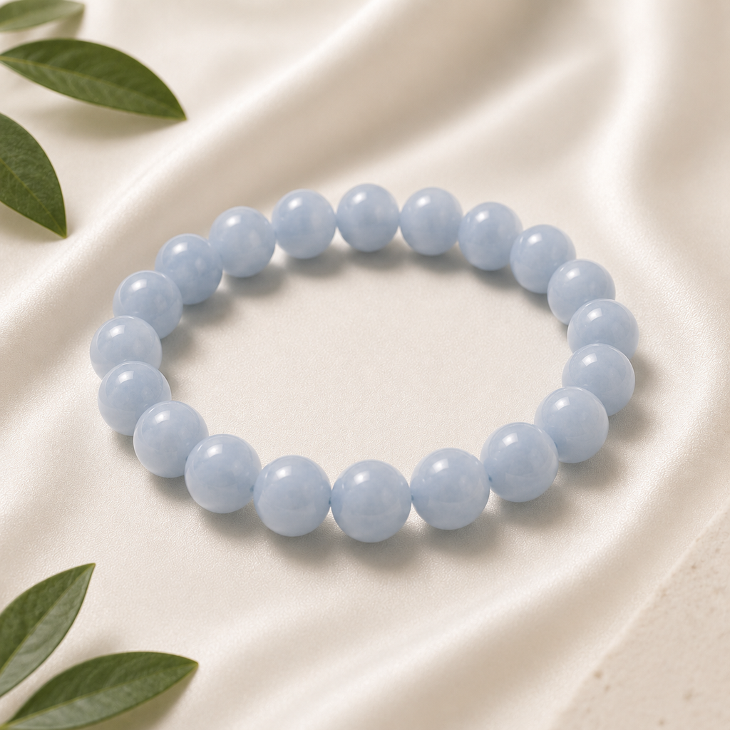 Angelite Round Bead Bracelet