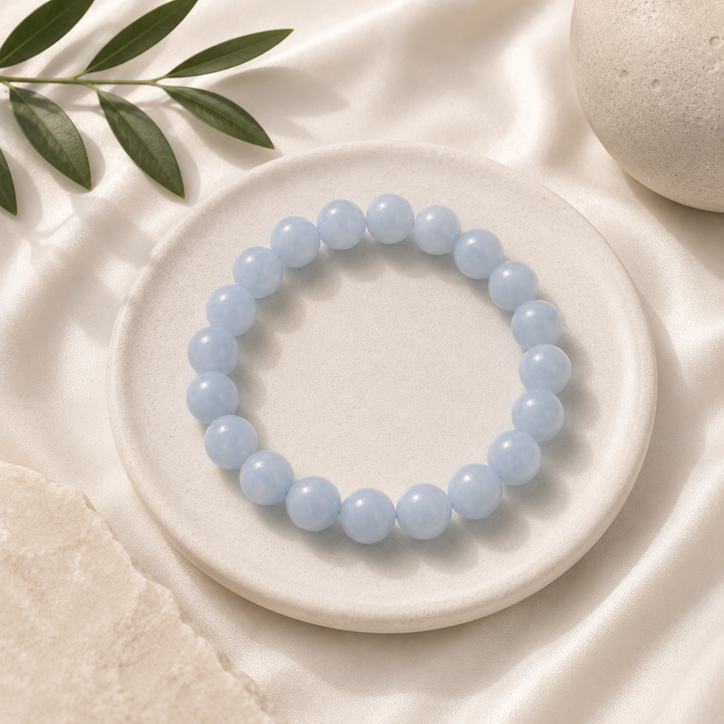 Angelite Round Bead Bracelet