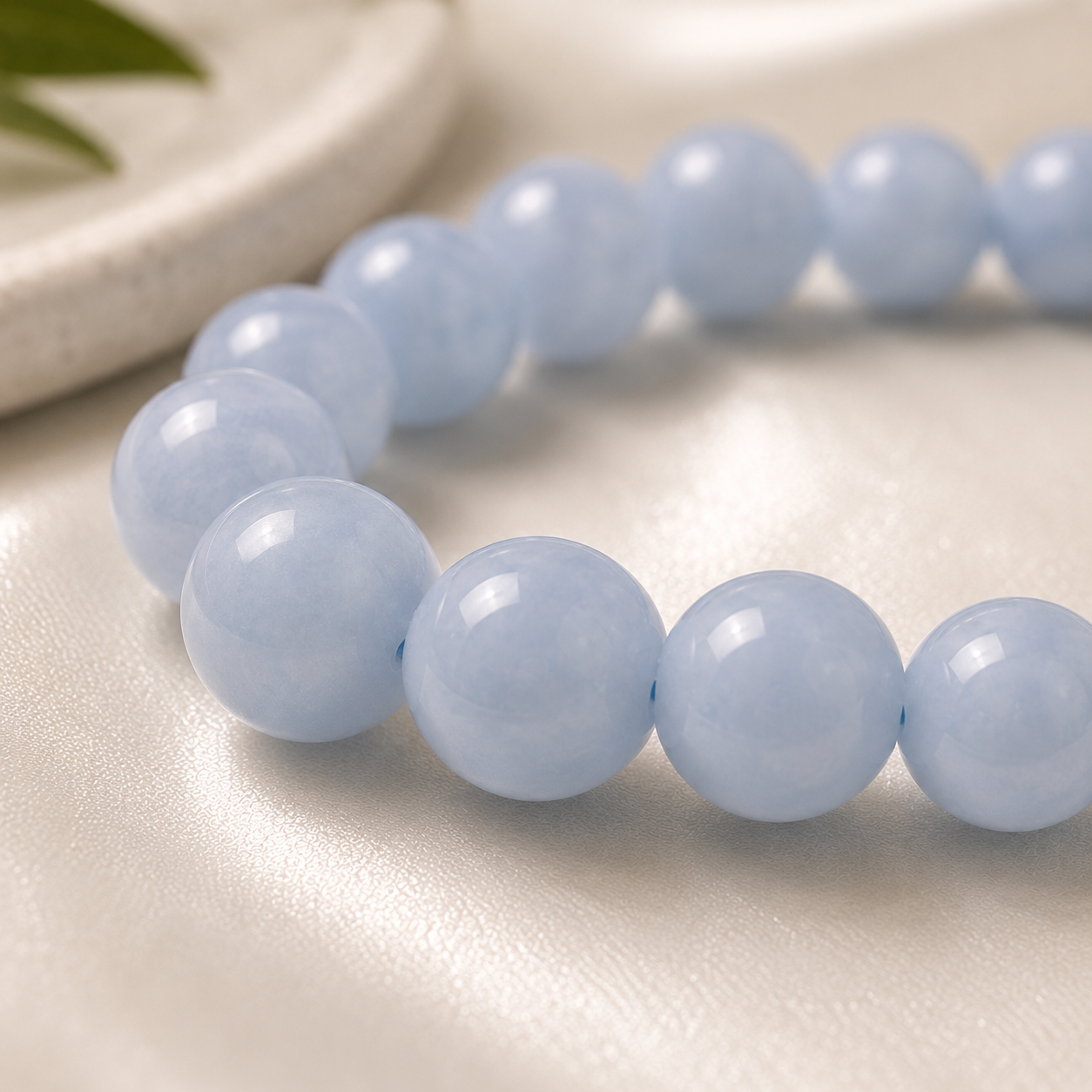Angelite Round Bead Bracelet