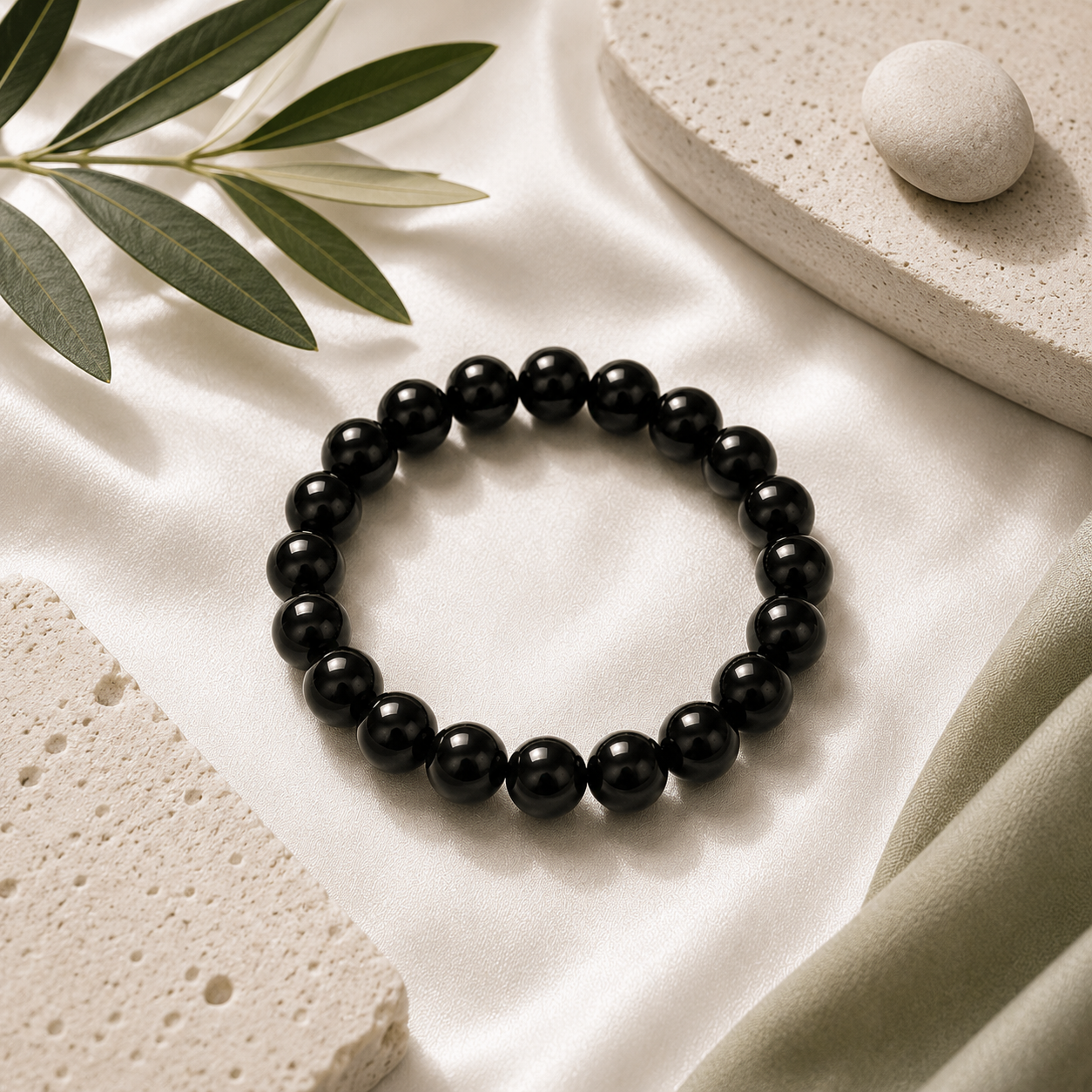 Onyx (Black) Round Bead Bracelet
