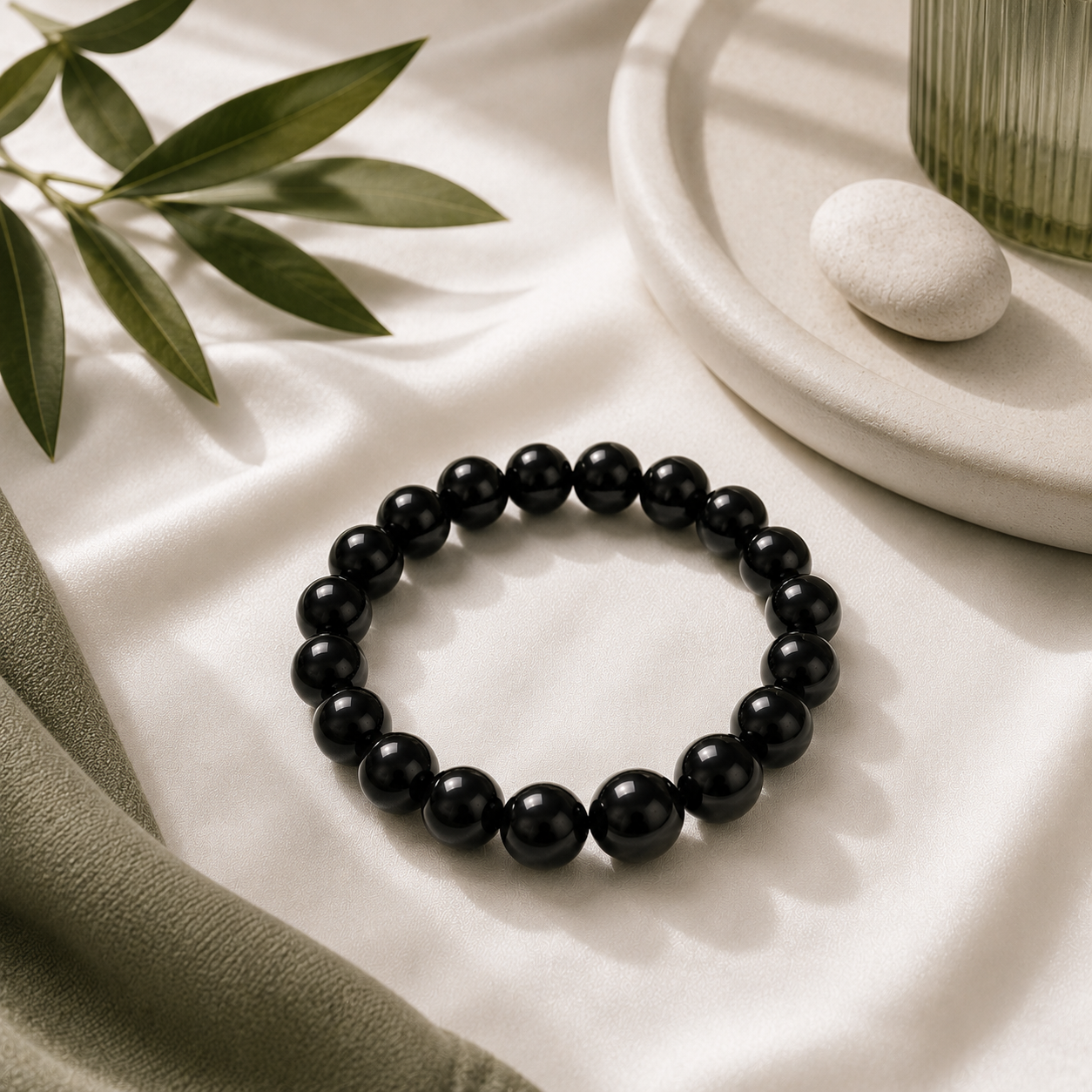 Onyx (Black) Round Bead Bracelet