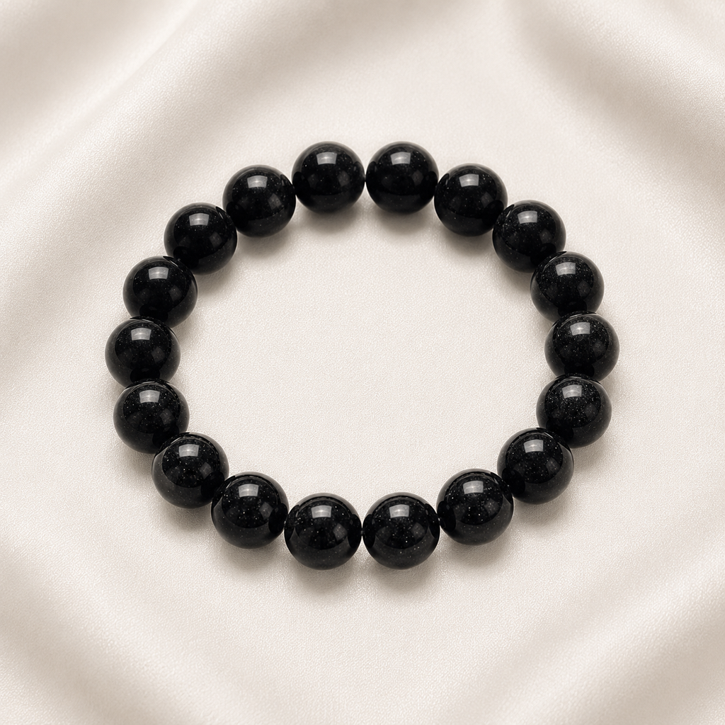 Tourmaline (Black) Round Bead Bracelet