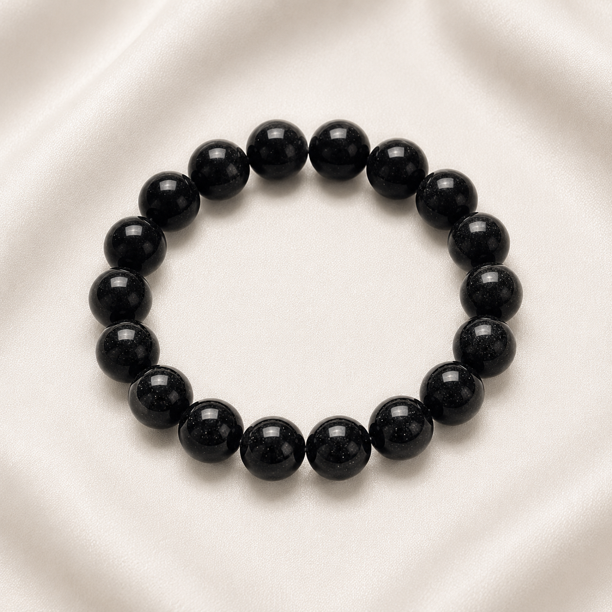 Tourmaline (Black) Round Bead Bracelet