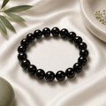 Black Obsidian Round Bead Bracelet