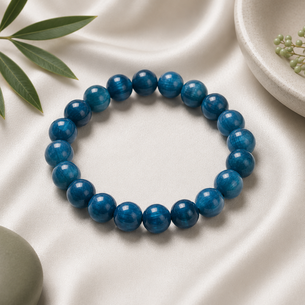 Blue Kyanite Round Bead Bracelet