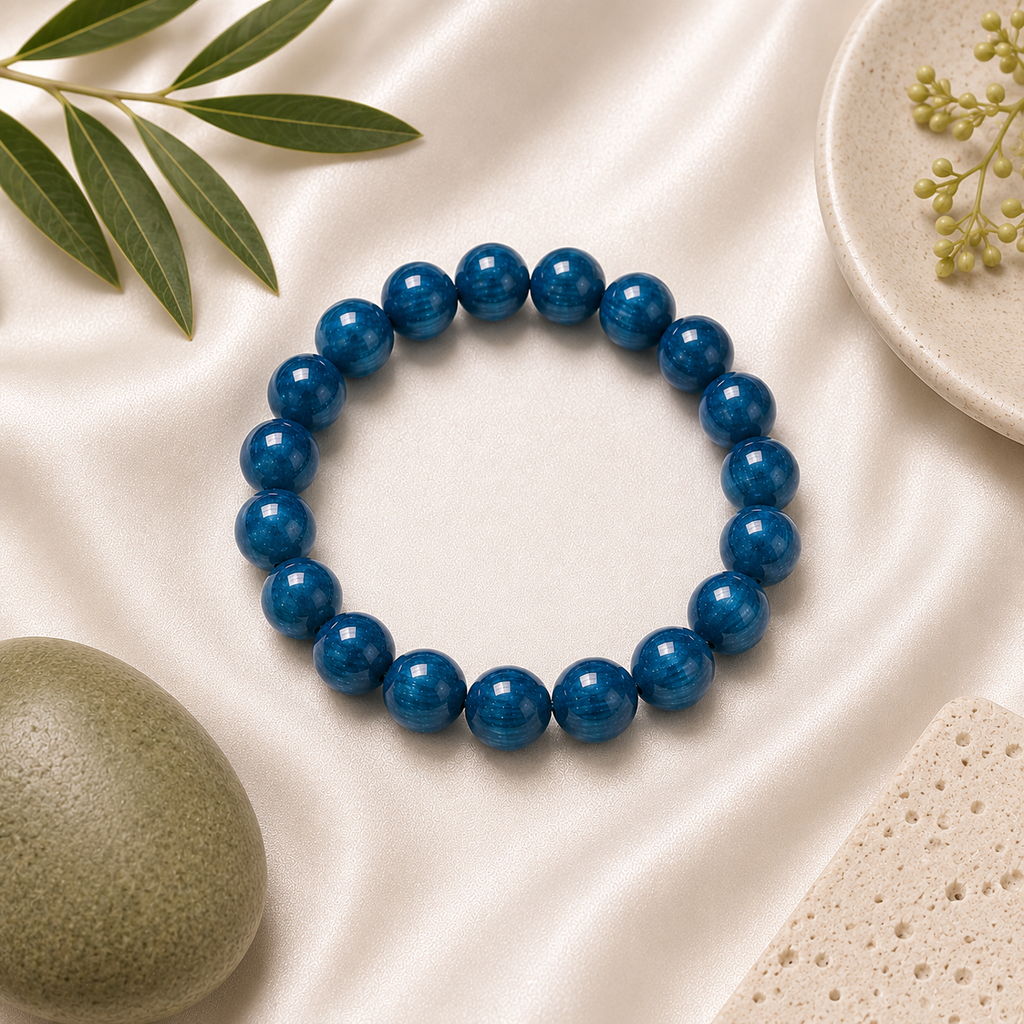 Blue Kyanite Round Bead Bracelet
