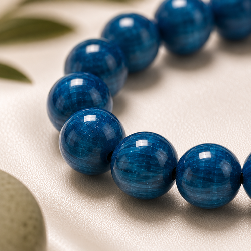 Blue Kyanite Round Bead Bracelet