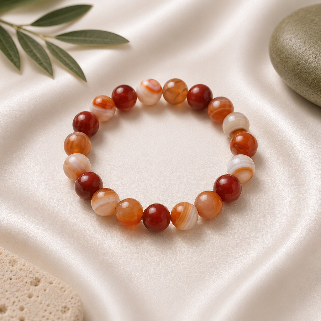 Carnelian Round Bead Bracelet