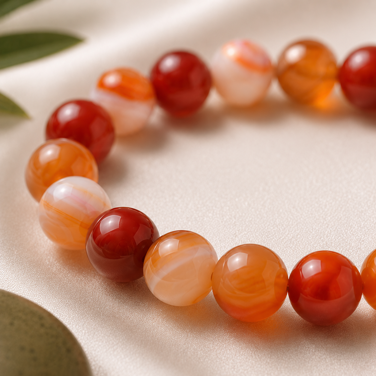 Carnelian Round Bead Bracelet