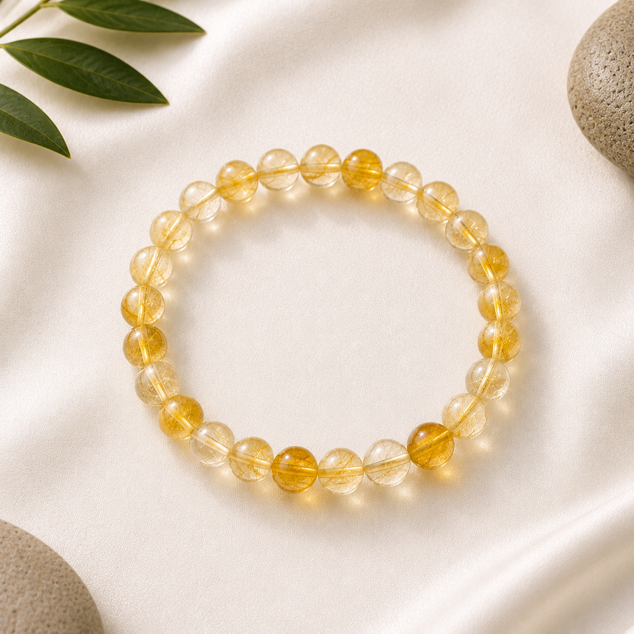 Citrine Round Bead Bracelet