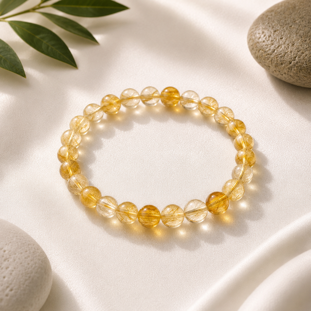 Citrine Round Bead Bracelet