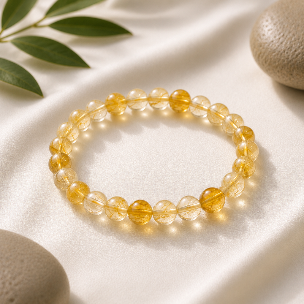 Citrine Round Bead Bracelet