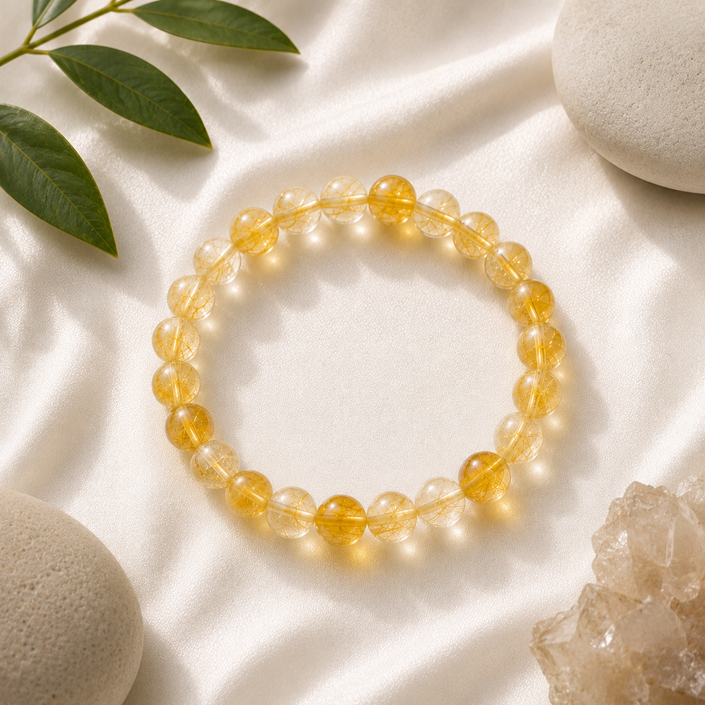 Citrine Round Bead Bracelet