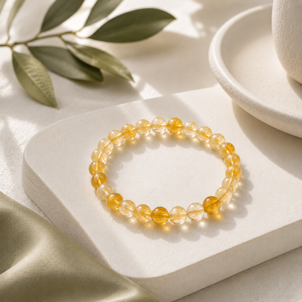 Citrine Round Bead Bracelet