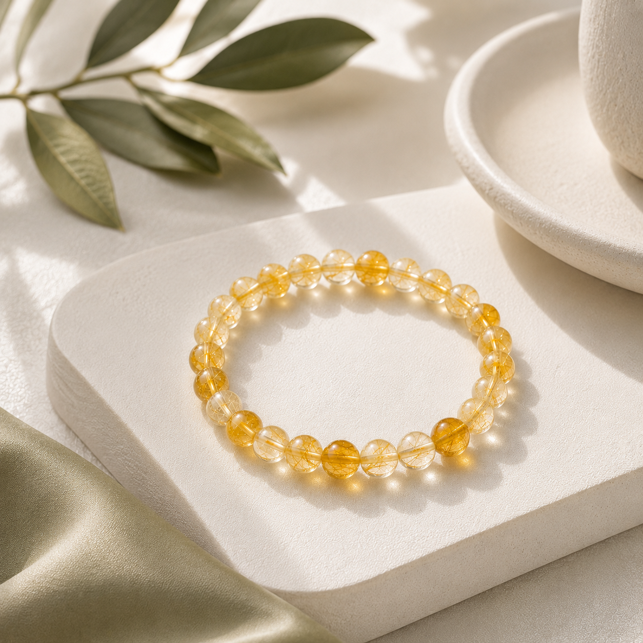 Citrine Round Bead Bracelet