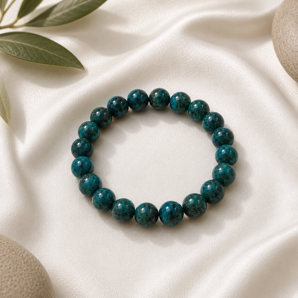 Chrysocolla Round  Bead Bracelet