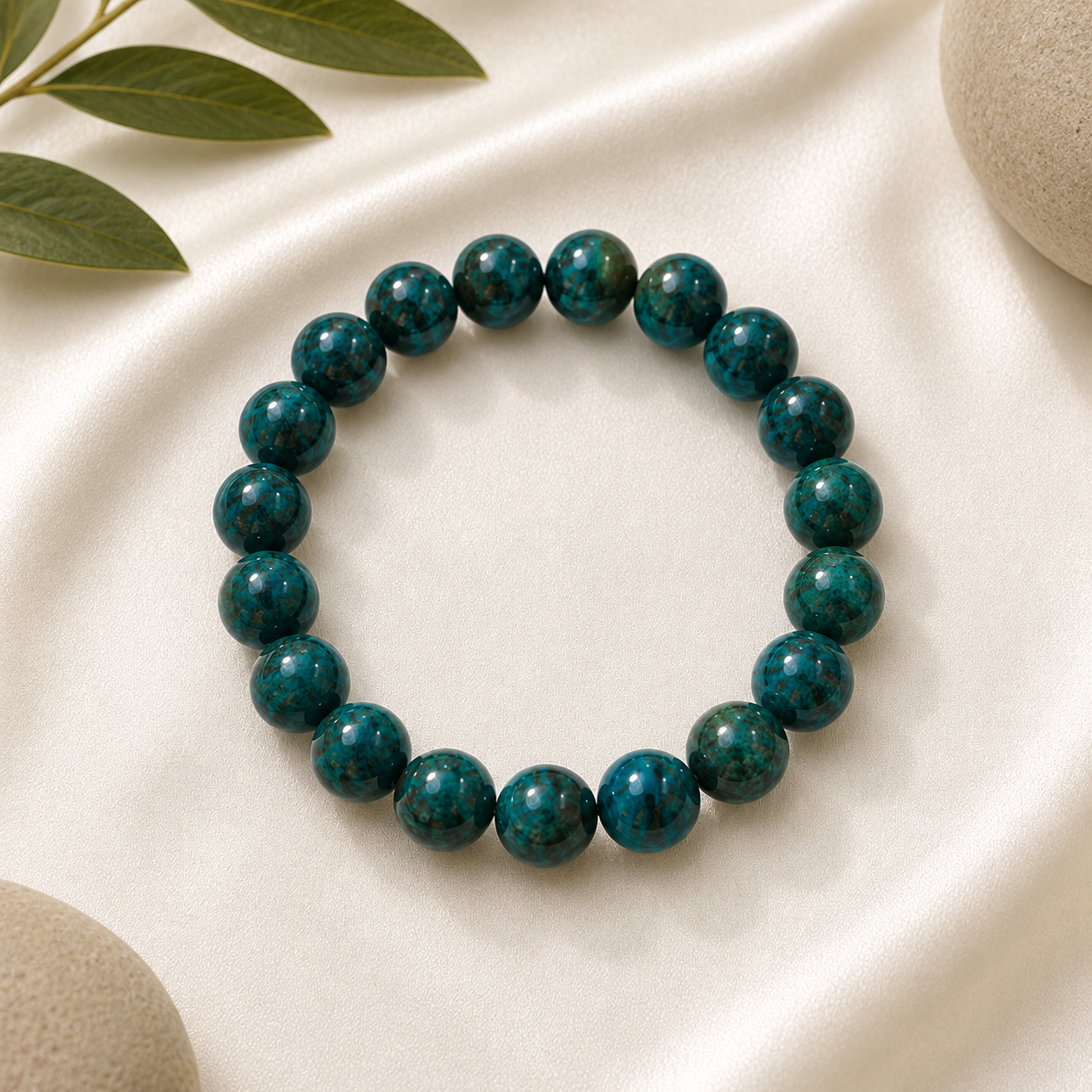 Chrysocolla Round  Bead Bracelet