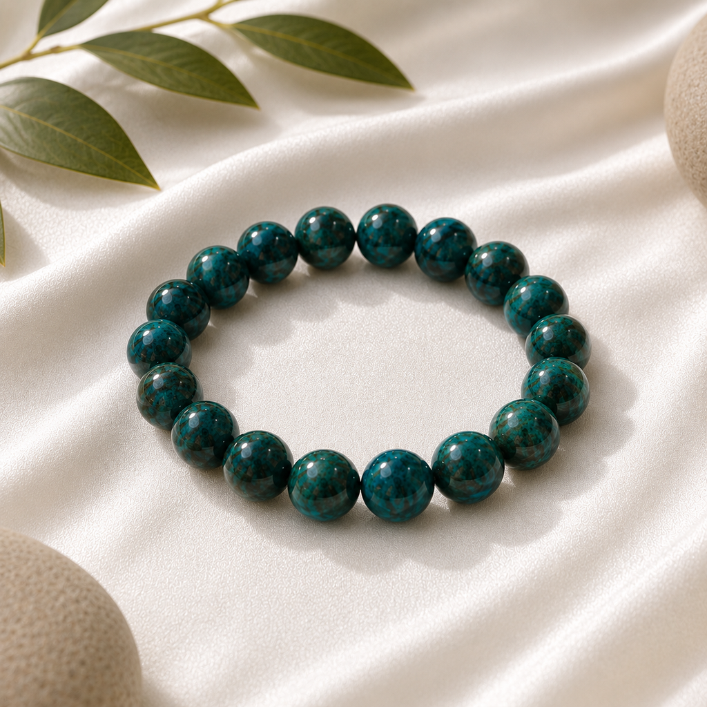 Chrysocolla Round  Bead Bracelet