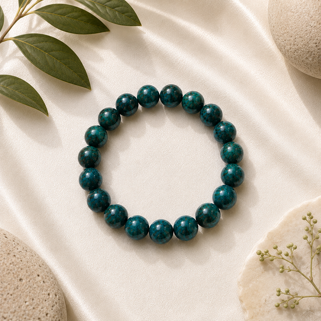 Chrysocolla Round  Bead Bracelet