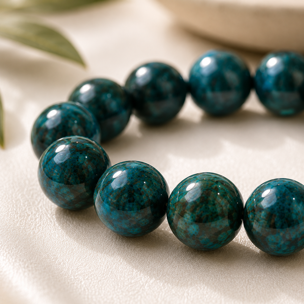Chrysocolla Round  Bead Bracelet