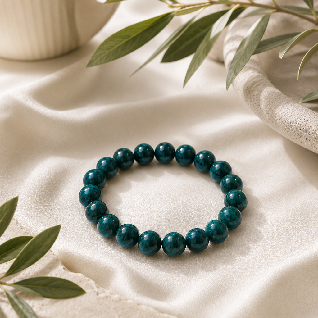 Chrysocolla Round  Bead Bracelet
