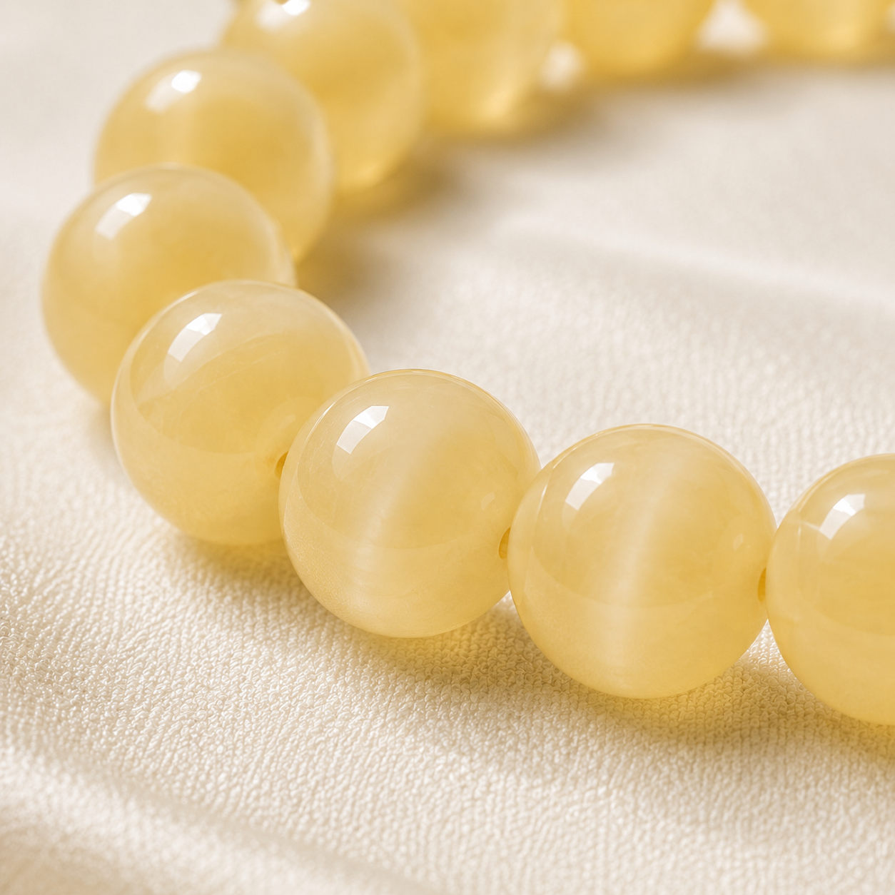 Yellow Calcite Round Bead Bracelet