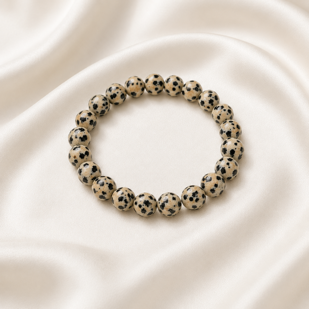 Dalmatian Jasper Round Bead Bracelet