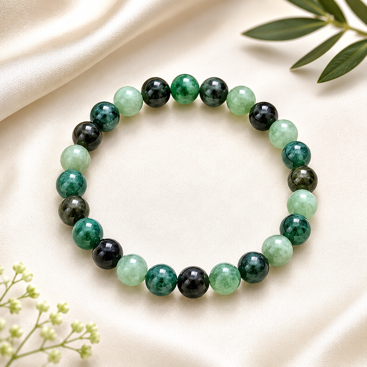 Emerald Round Bead Bracelet