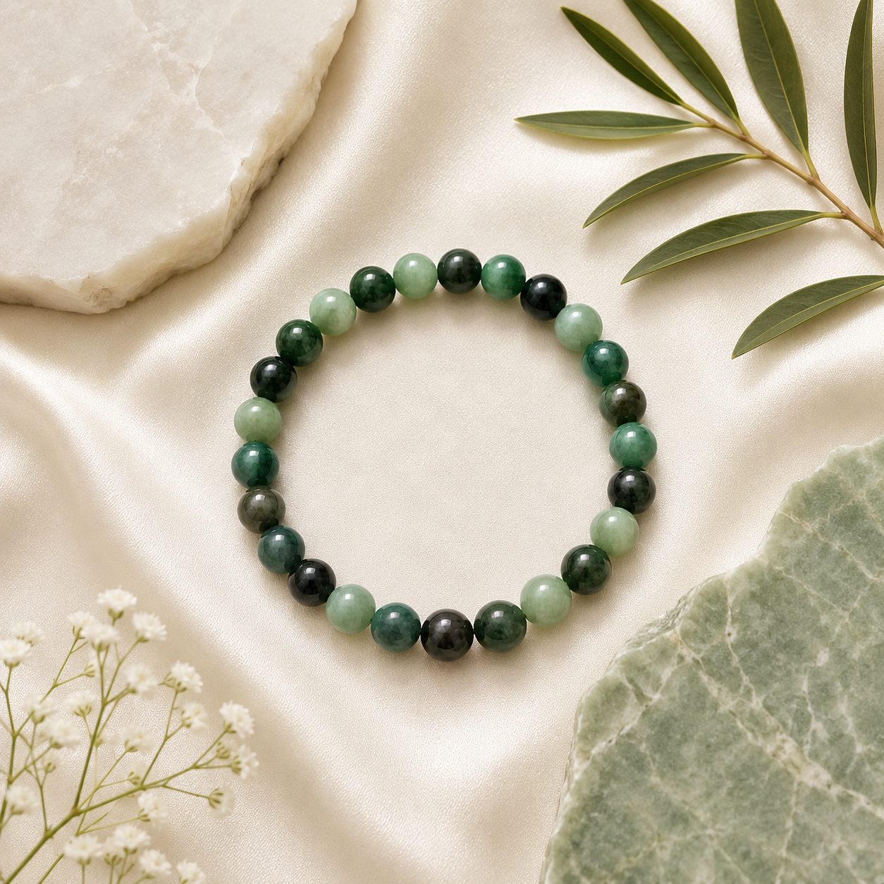 Emerald Round Bead Bracelet