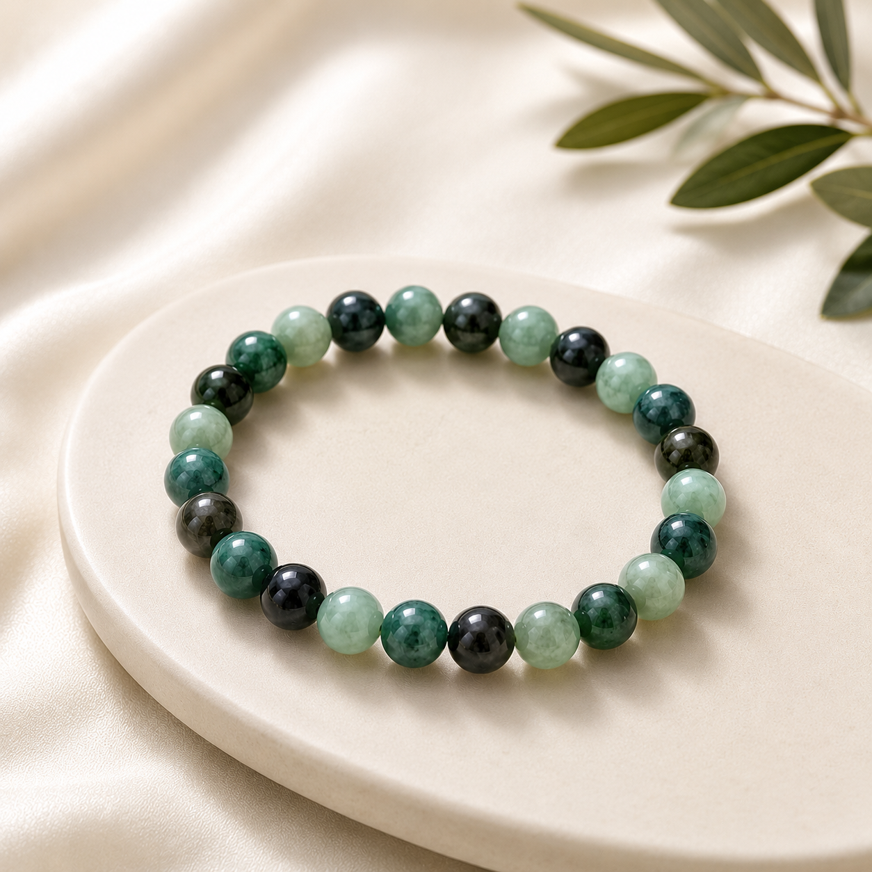Emerald Round Bead Bracelet