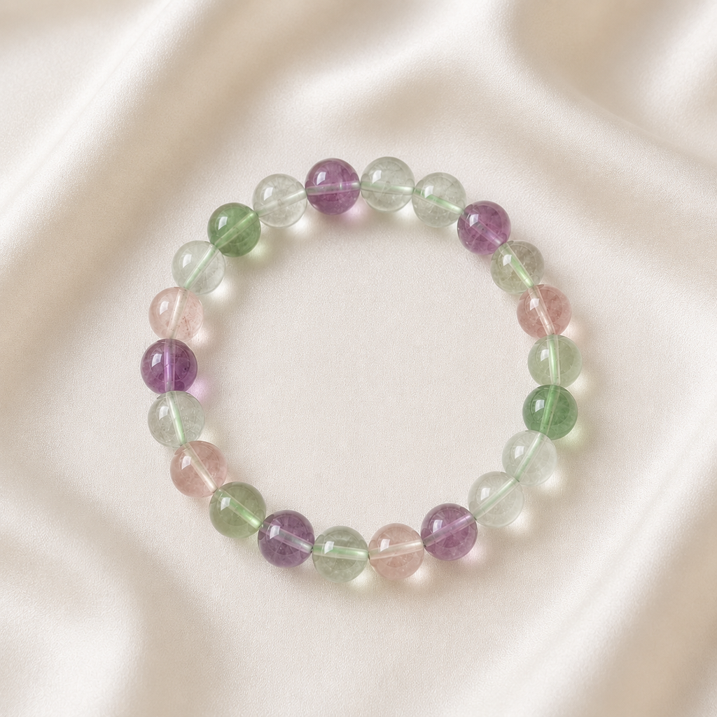 Fluorite Round Bead Bracelet
