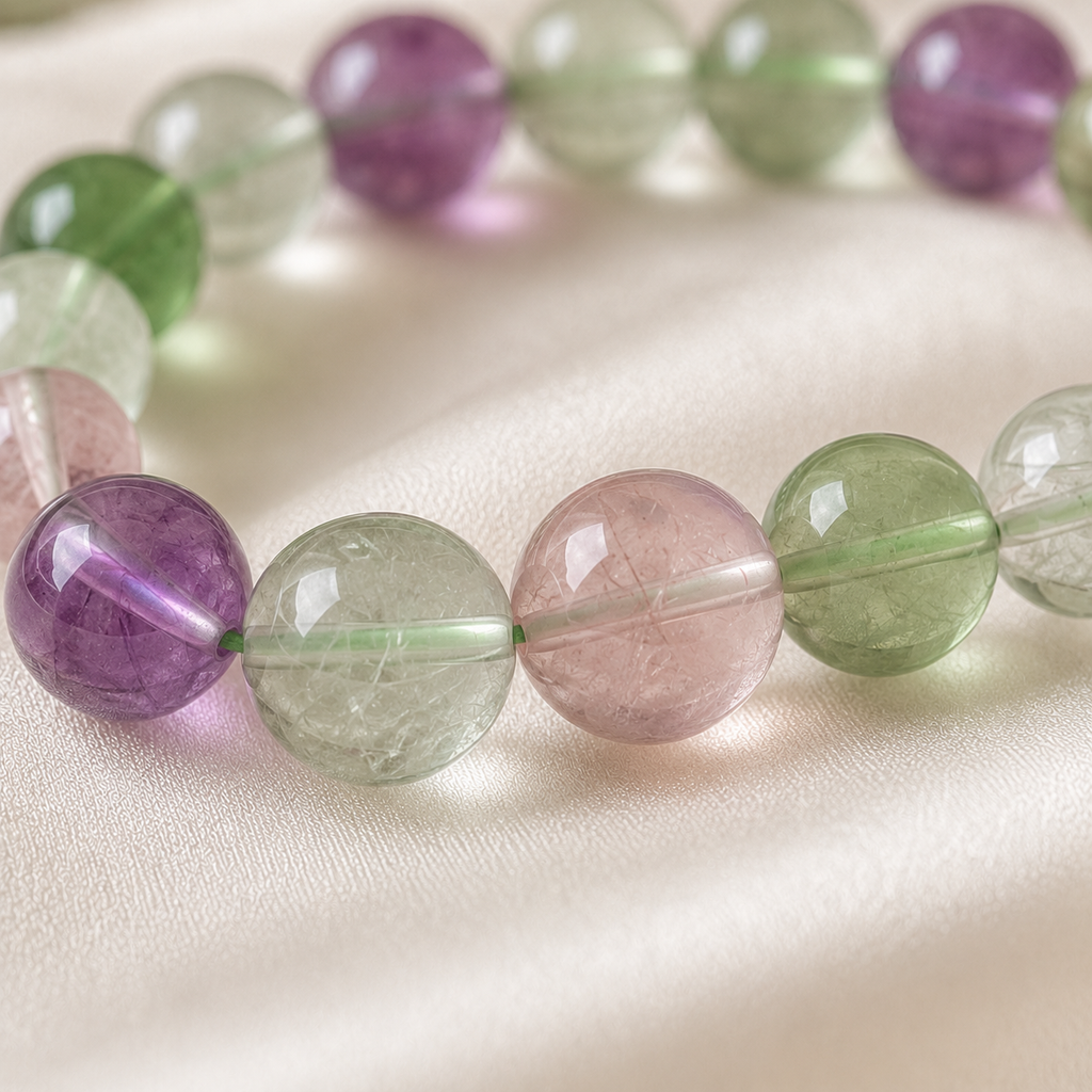 Fluorite Round Bead Bracelet