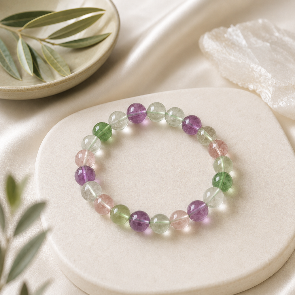 Fluorite Round Bead Bracelet