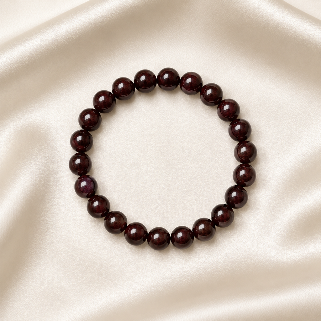 Garnet Round Bead Bracelet