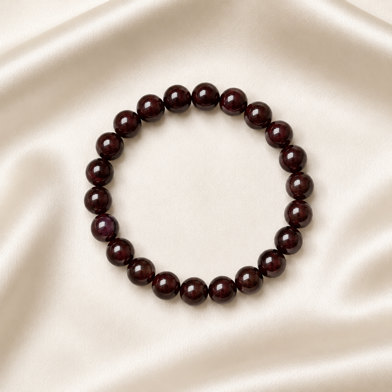 Garnet Round Bead Bracelet