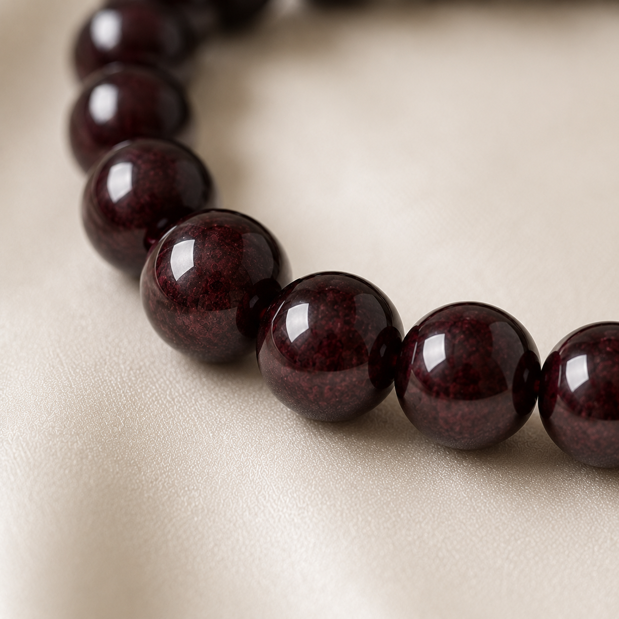 Garnet Round Bead Bracelet