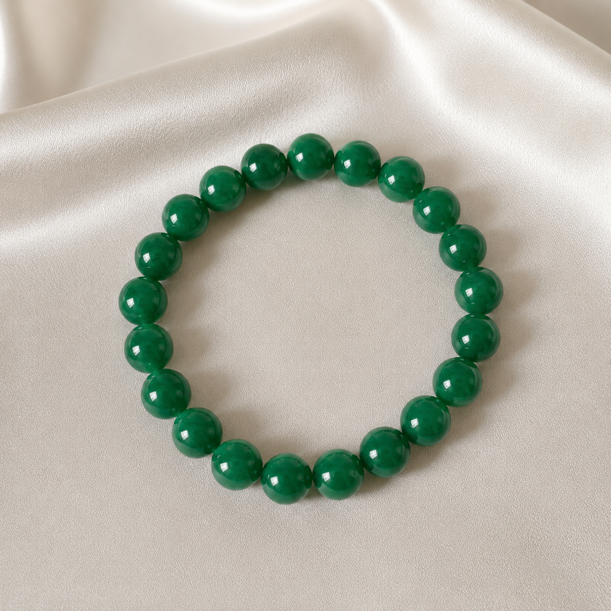 Green Jade Round Bead Bracelet