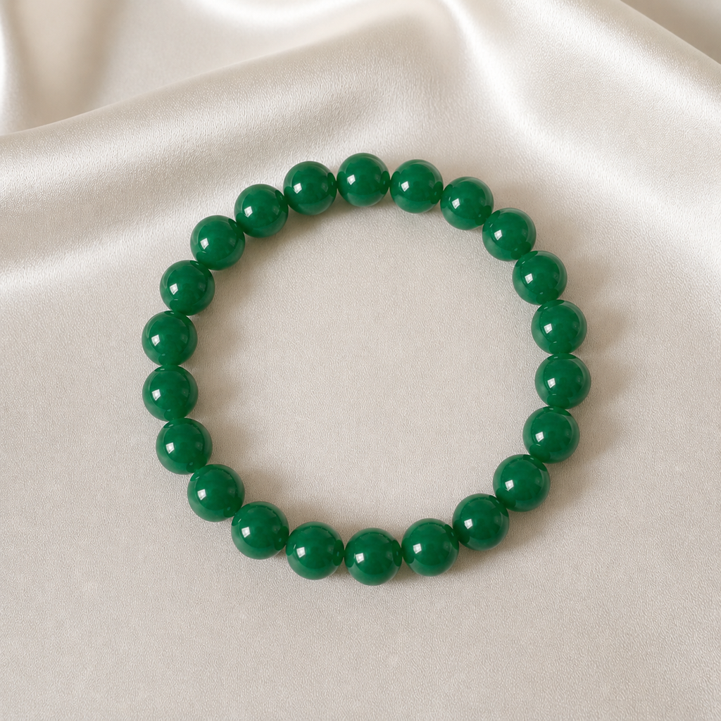 Green Jade Round Bead Bracelet