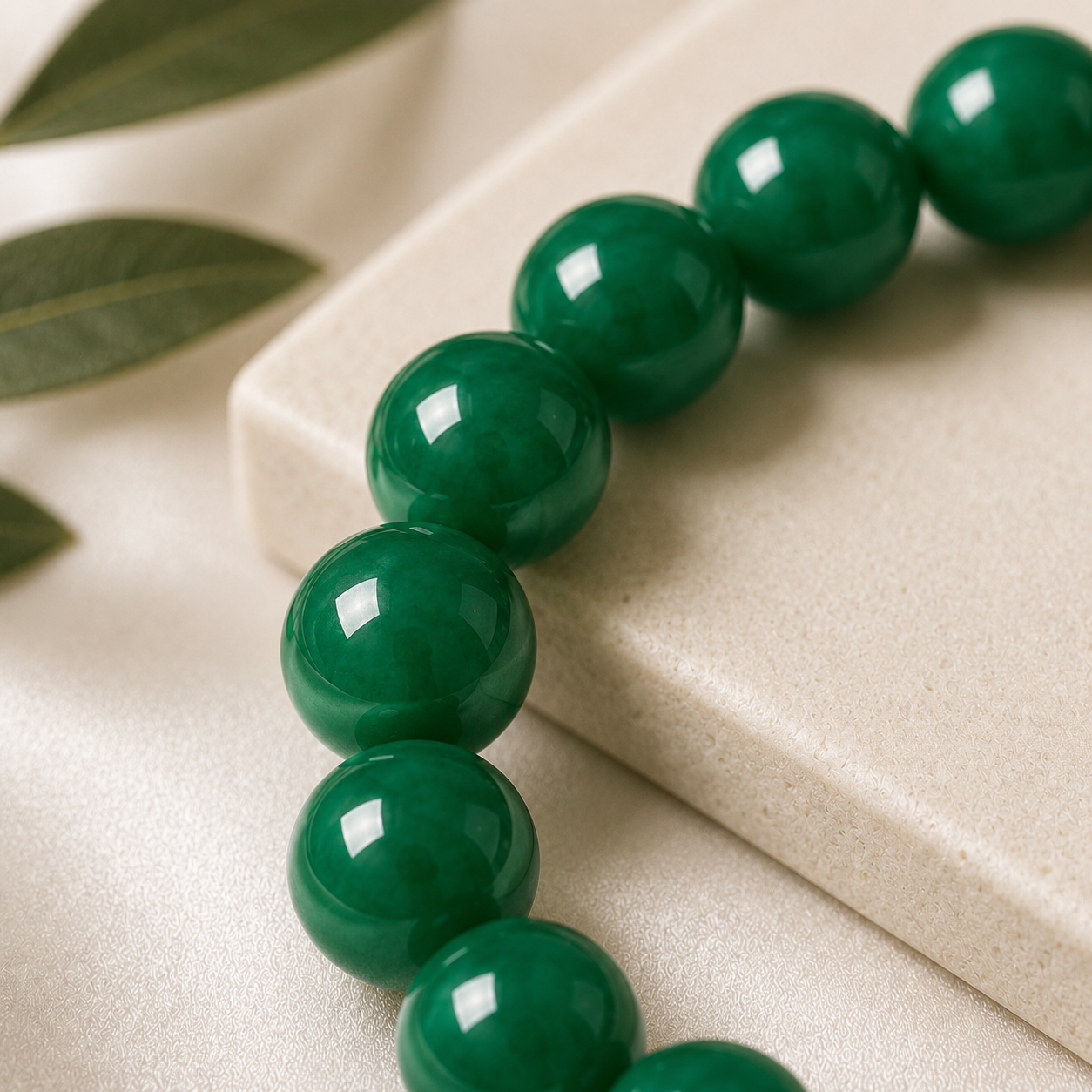Green Jade Round Bead Bracelet