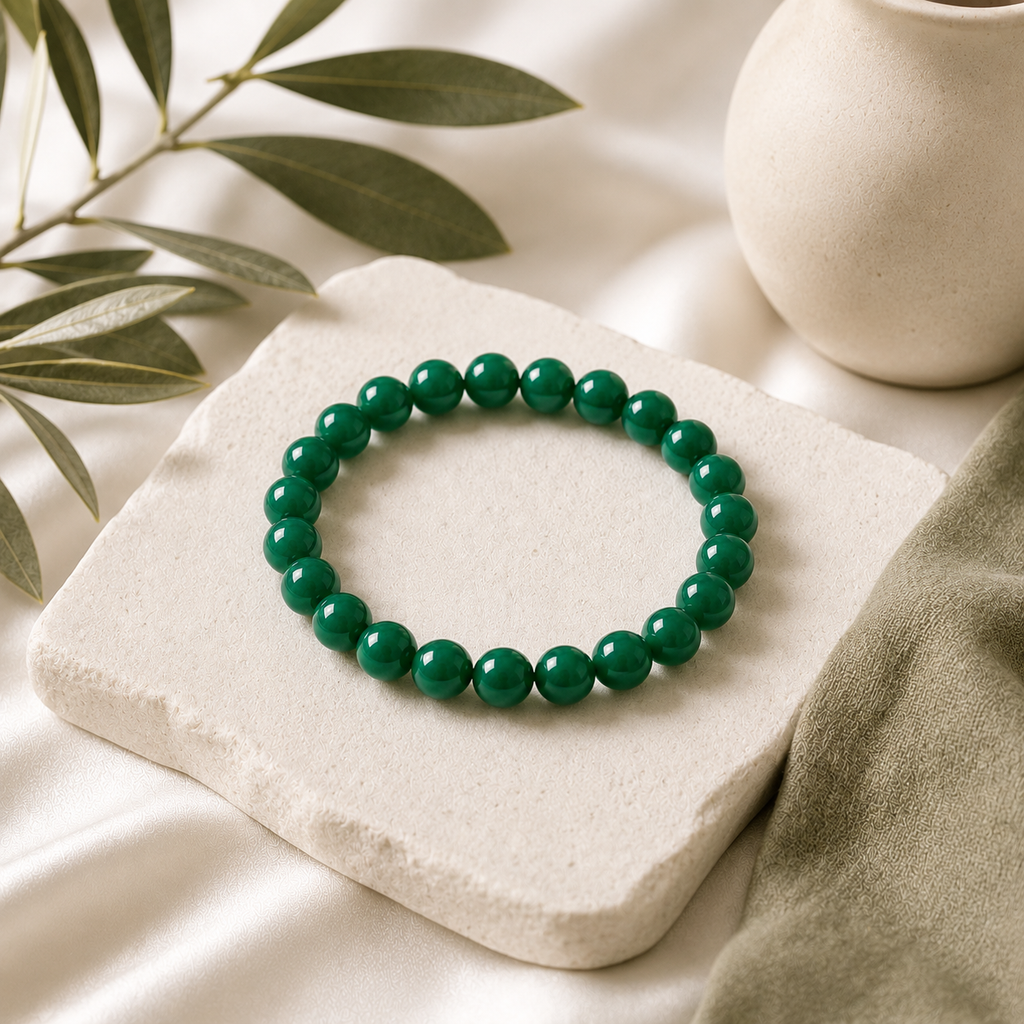 Green Jade Round Bead Bracelet