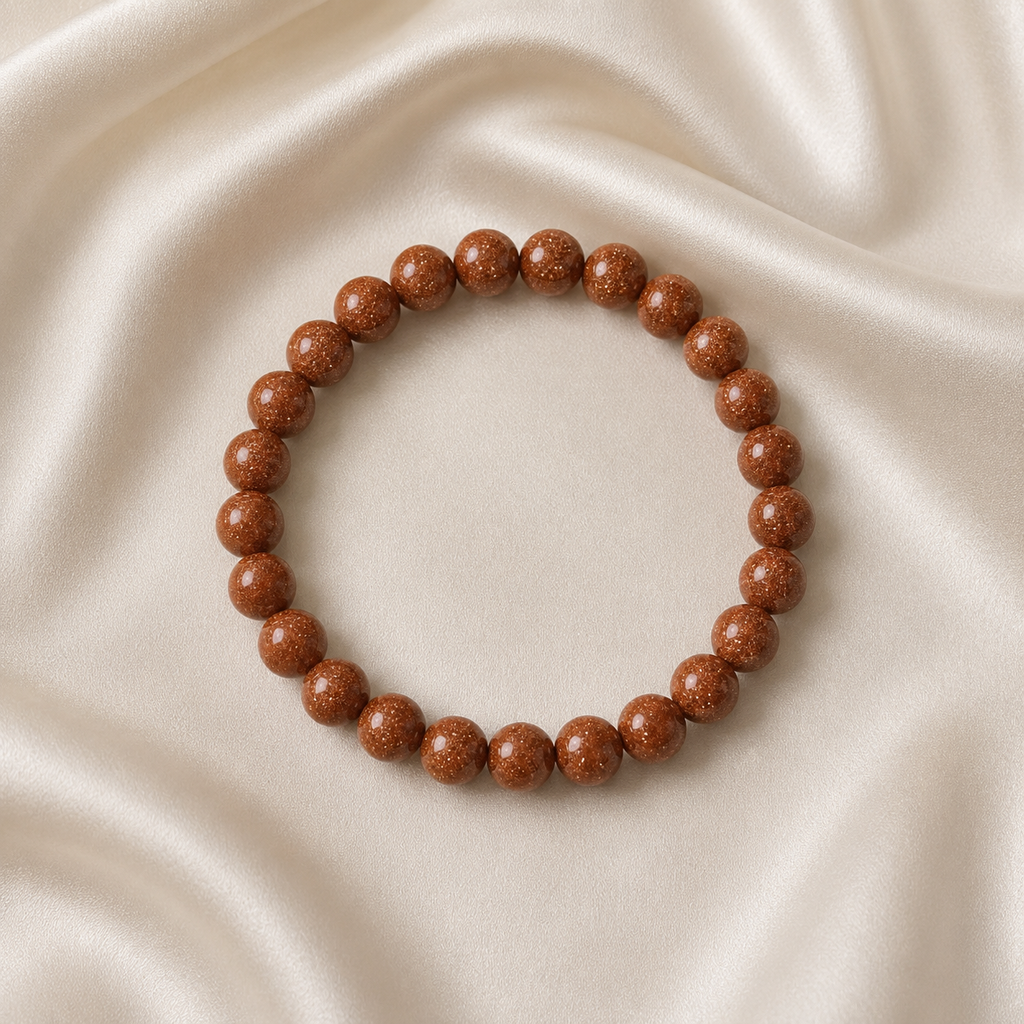 Goldstone Round Bead Bracelet