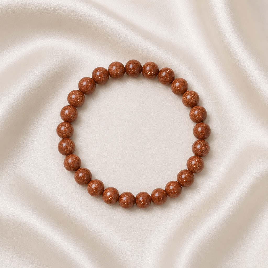 Goldstone Round Bead Bracelet