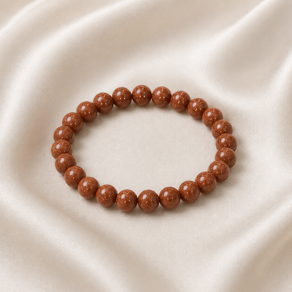 Goldstone Round Bead Bracelet