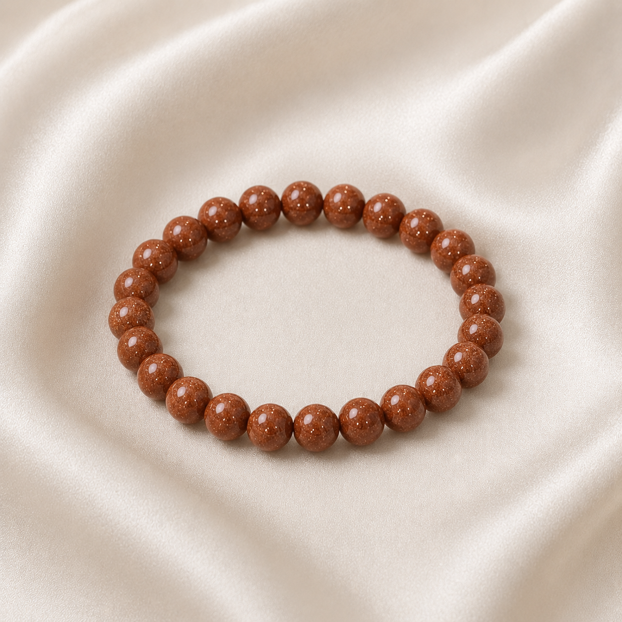 Goldstone Round Bead Bracelet
