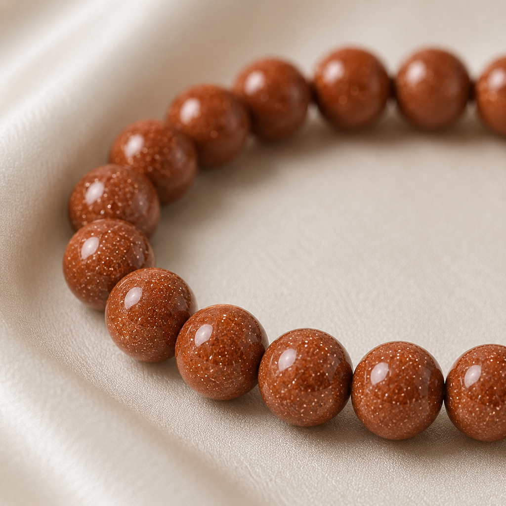 Goldstone Round Bead Bracelet