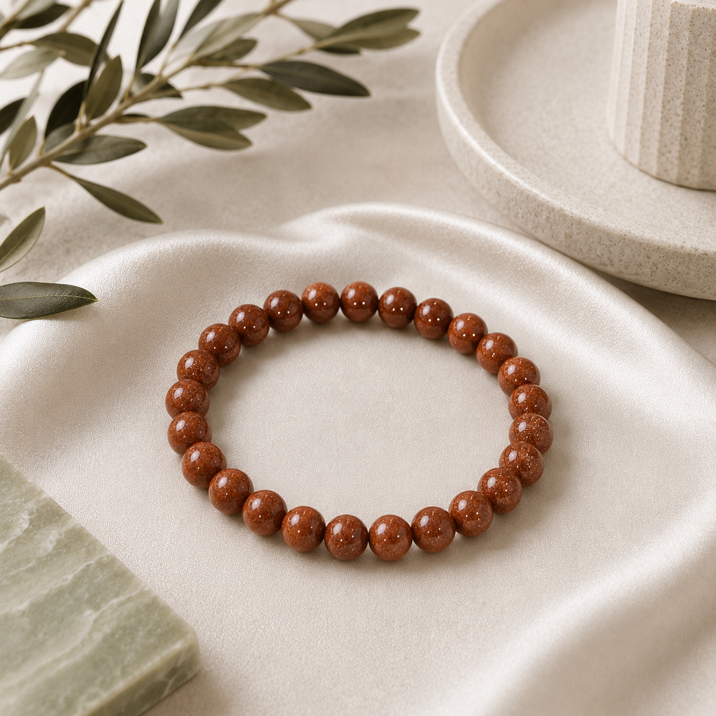 Goldstone Round Bead Bracelet