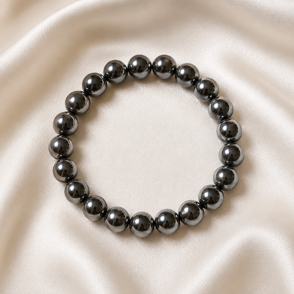 Hematite Round Bead Bracelet