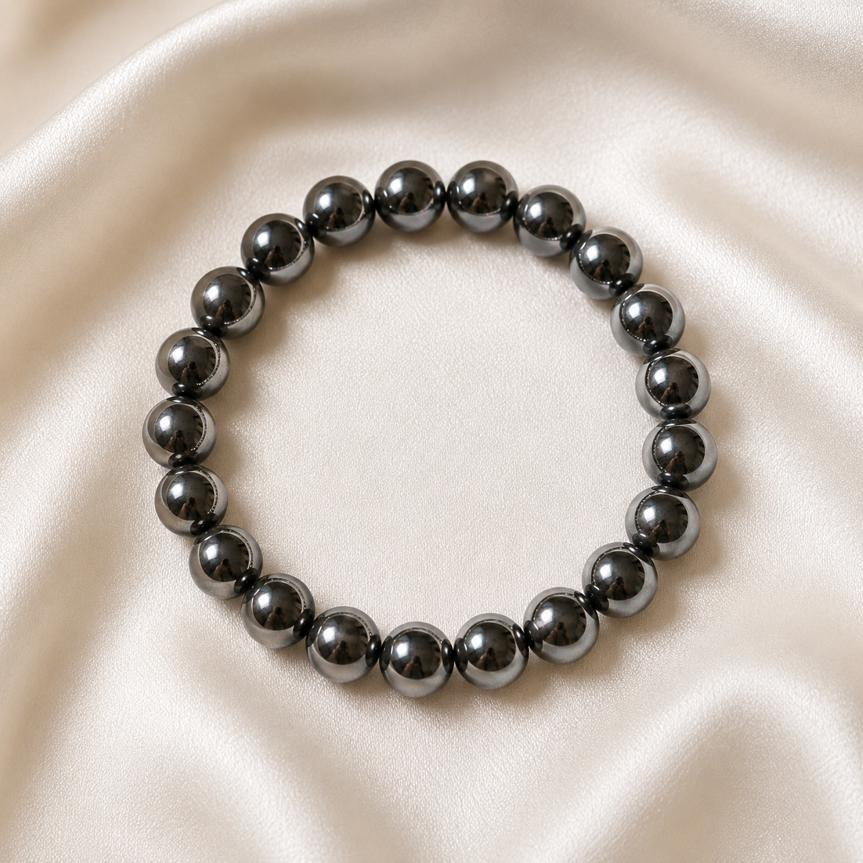 Hematite Round Bead Bracelet