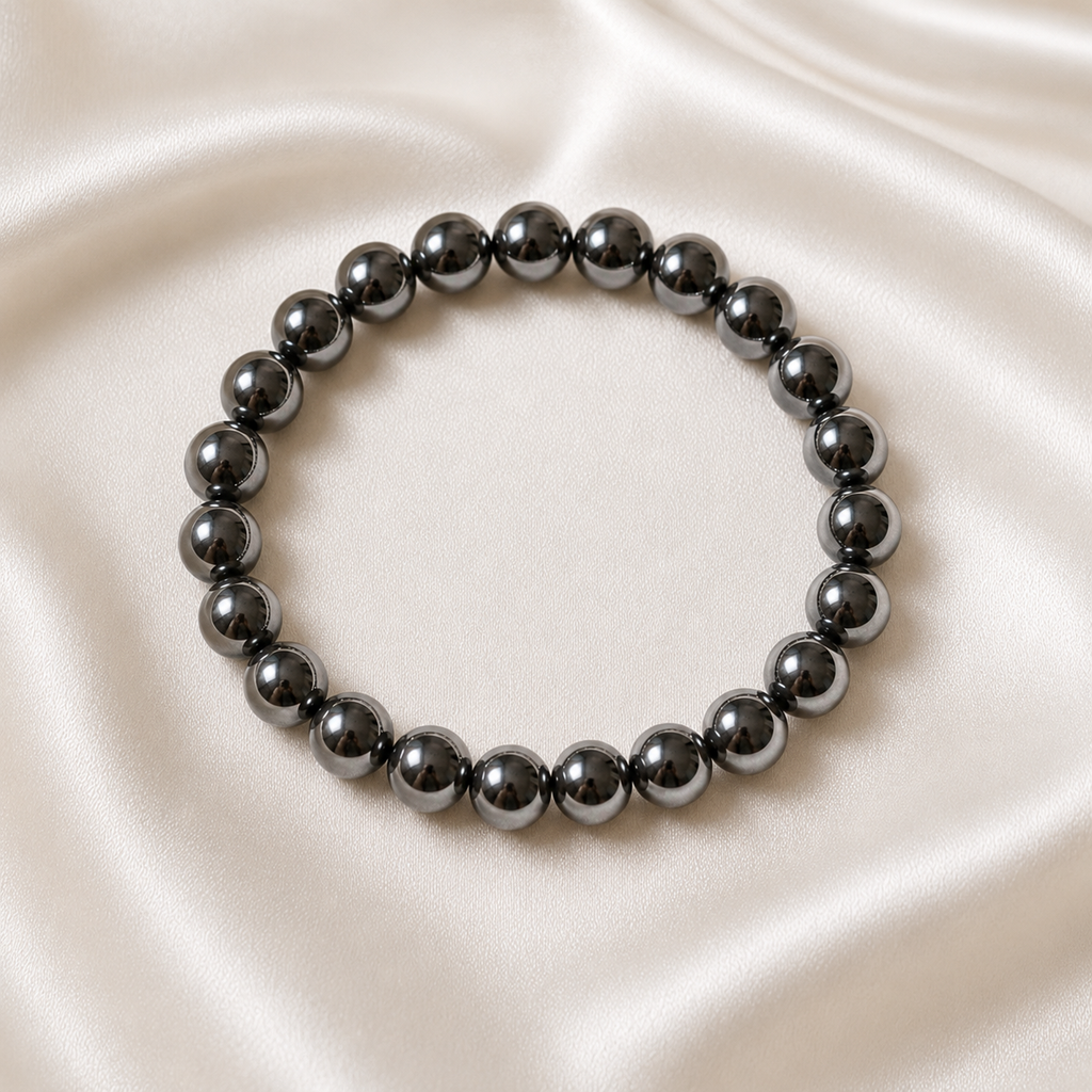 Hematite Round Bead Bracelet