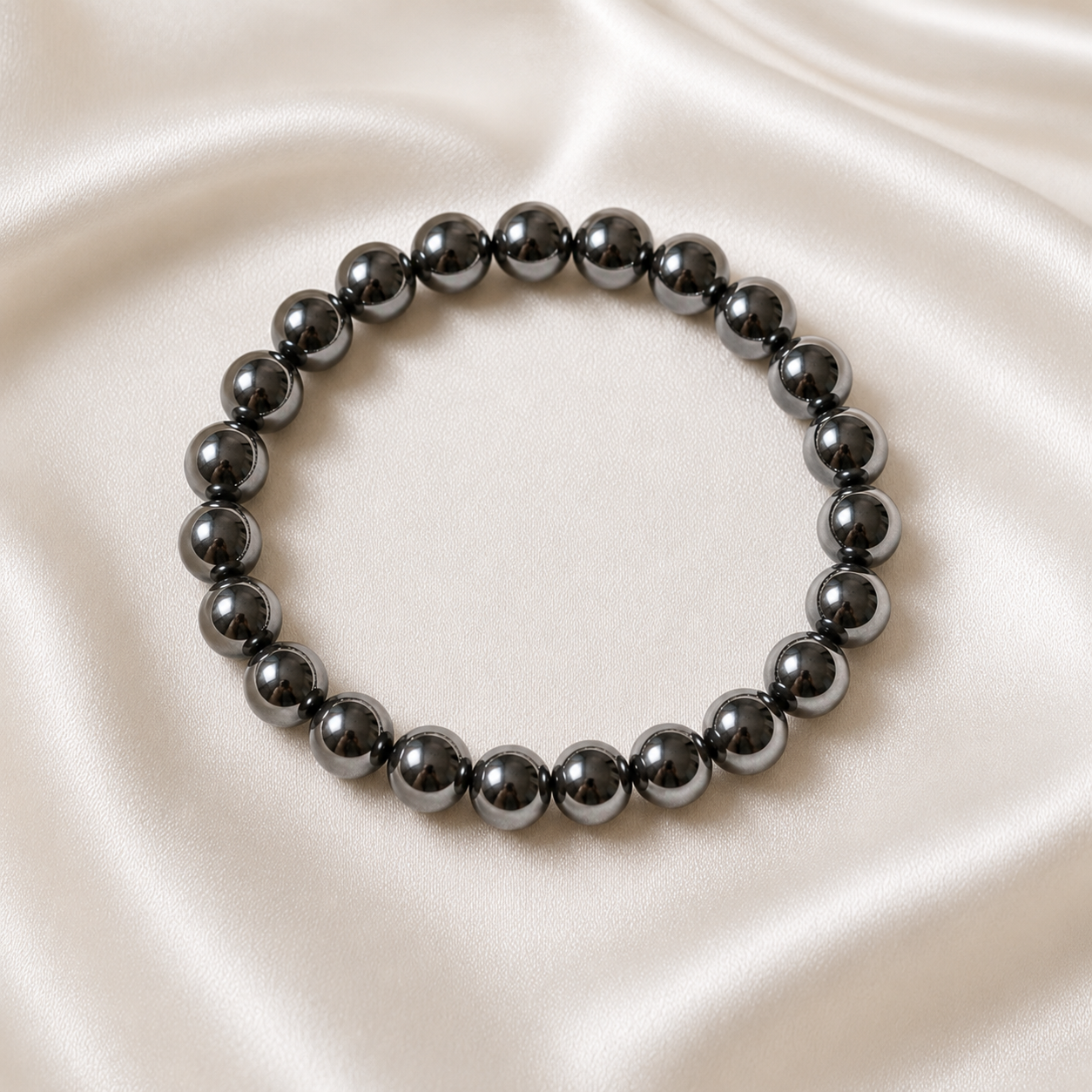 Hematite Round Bead Bracelet